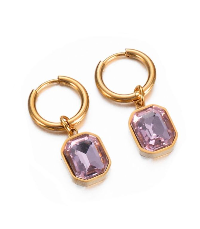 Aretes pink square glass