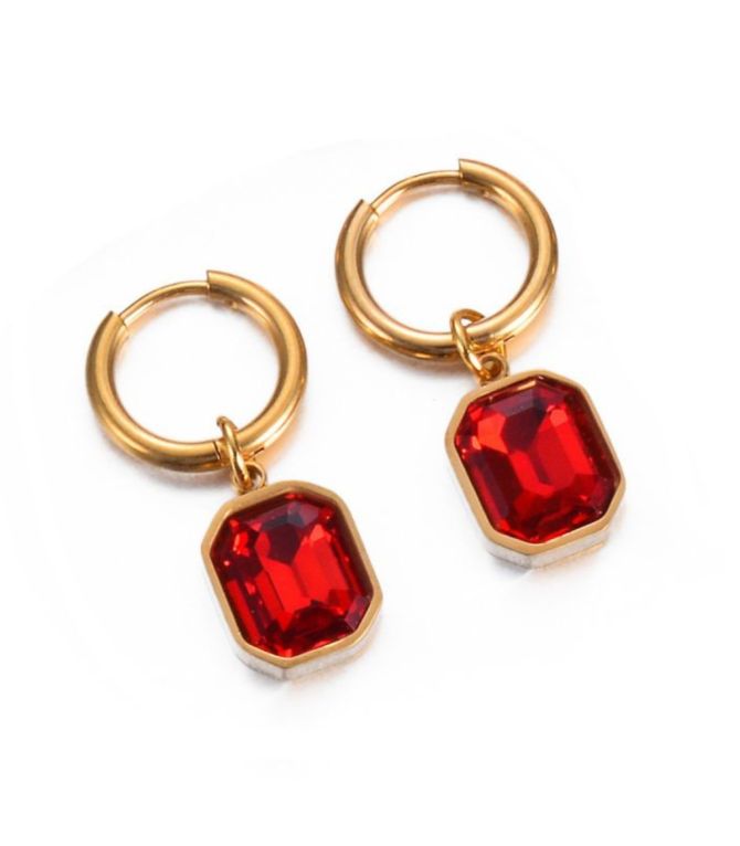 Aretes red square glass