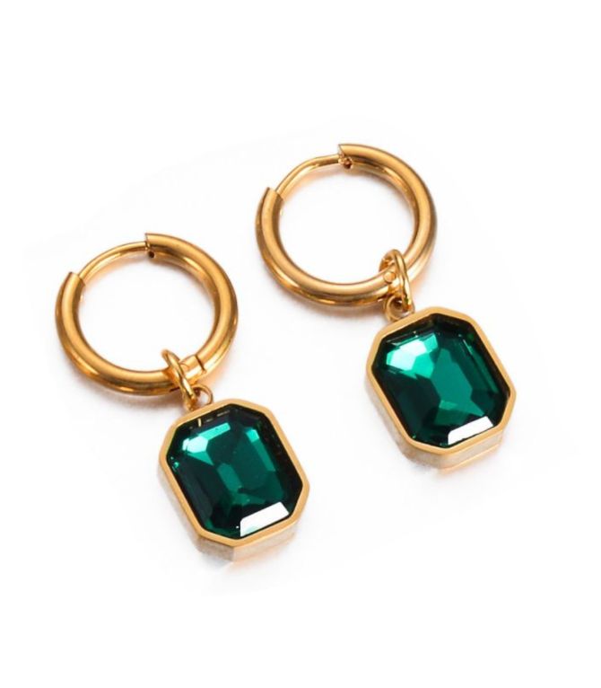 Aretes green square glass