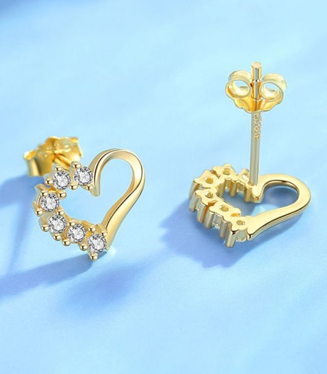 Aretes gold s925 diamond love