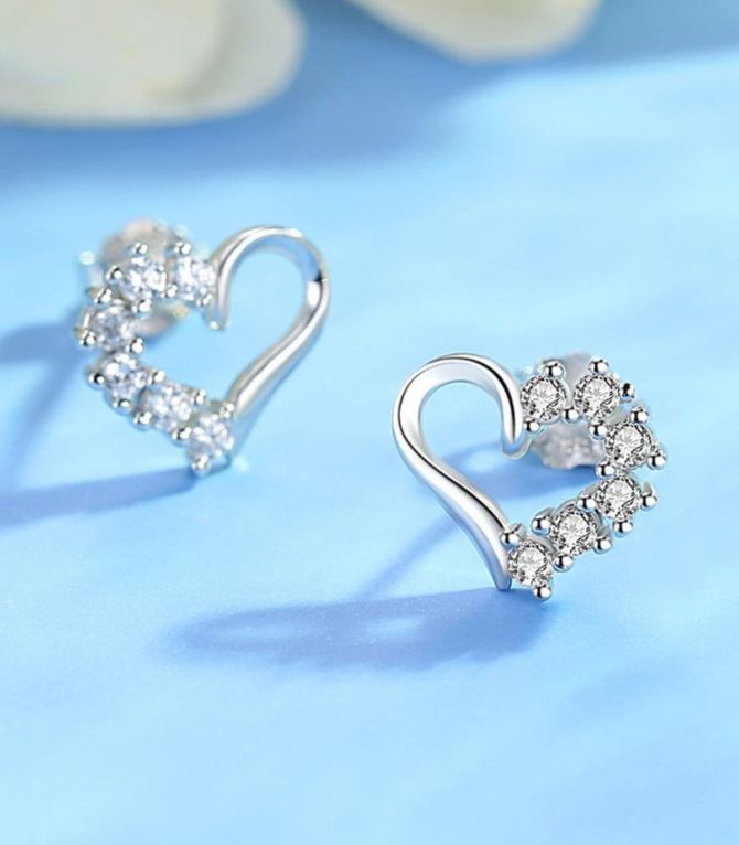 Aretes silver s925 diamond love