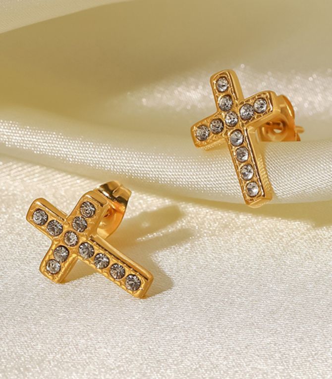 Aretes zirconium cross stud