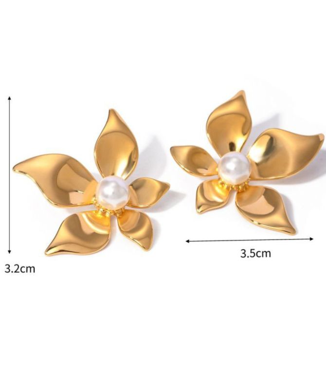 Aretes pearl flower stud