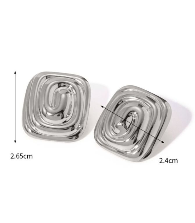 Aretes silver rectangular spiral