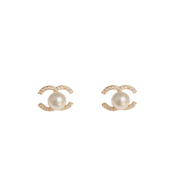 Aretes gold alphabet pearl