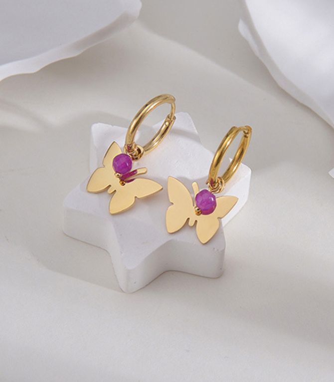 Aretes rice bead butterfly