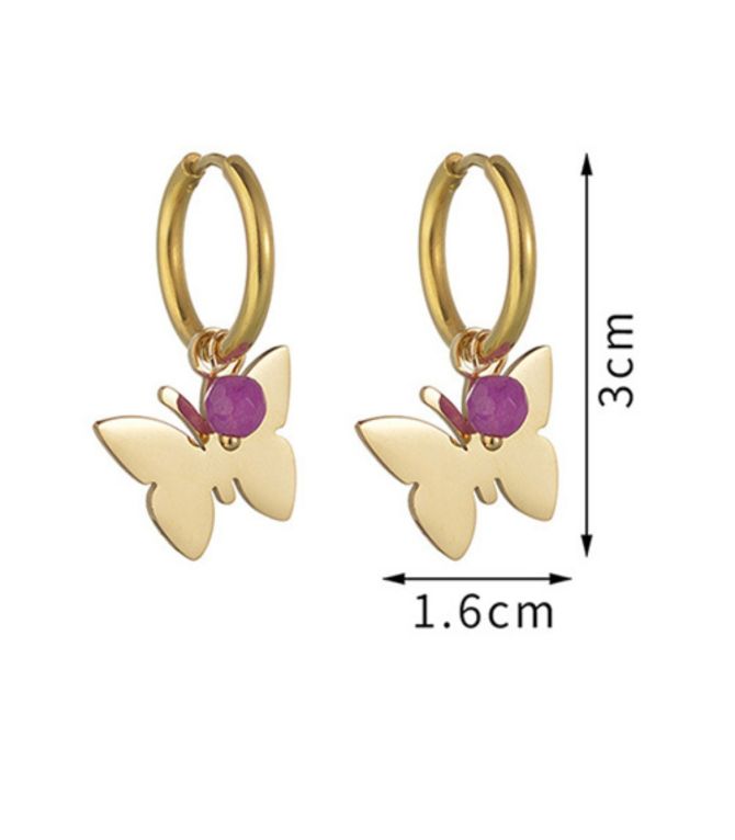 Aretes rice bead butterfly