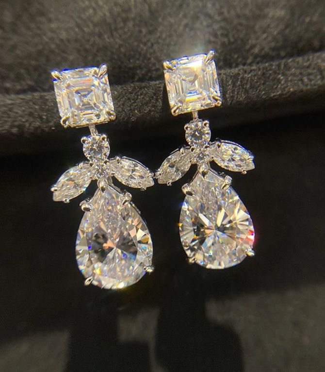 Aretes silver diamond drop