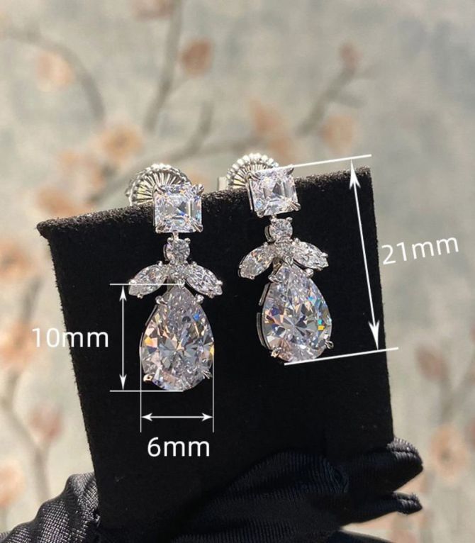 Aretes silver diamond drop