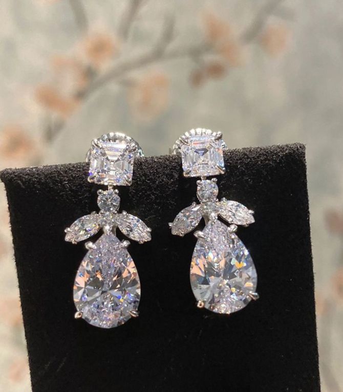 Aretes silver diamond drop