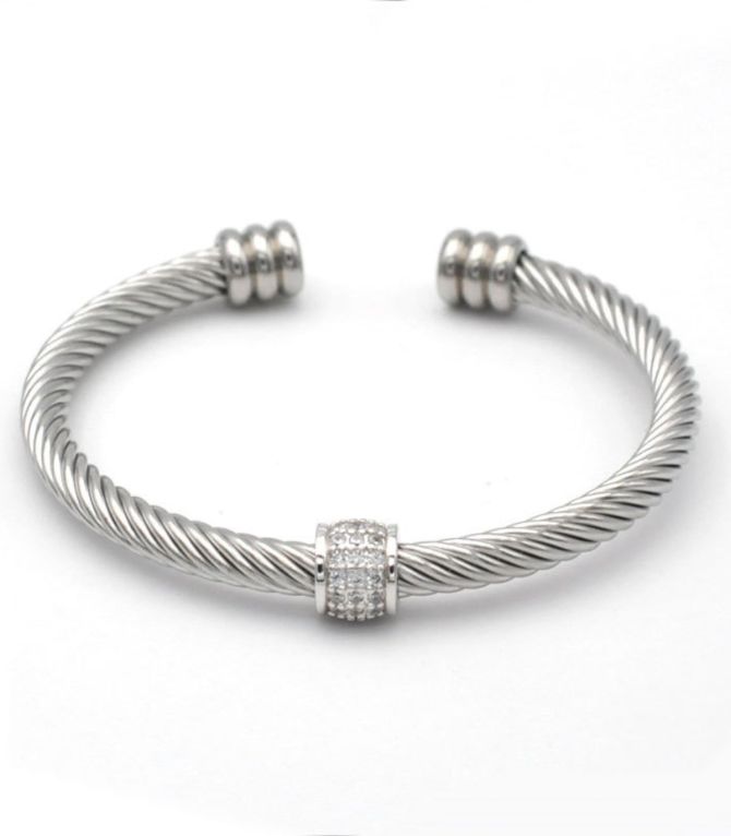 Brazalete silver diamond threaded