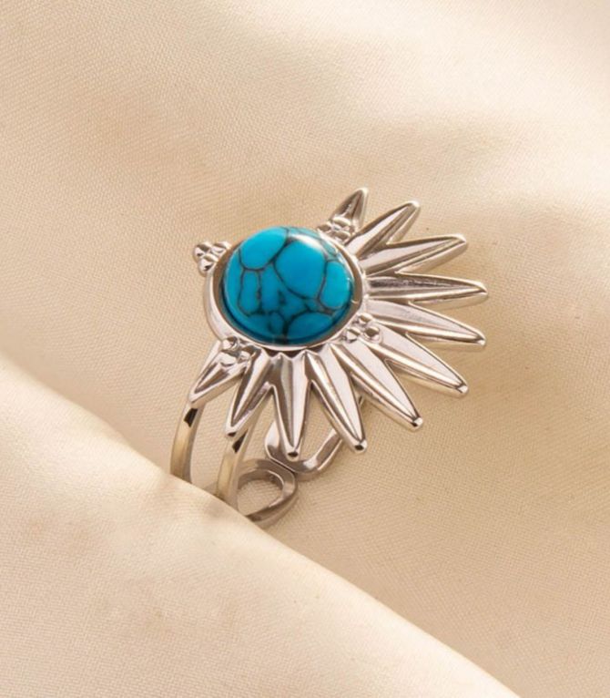 Anillo silver turquoise open