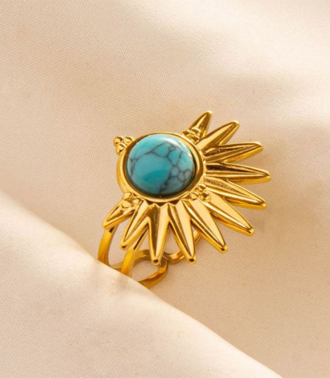 Anillo gold turquoise open