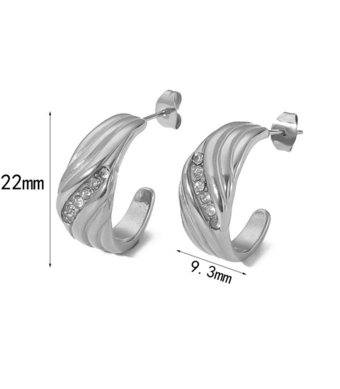 Aretes silver diamond c shaped