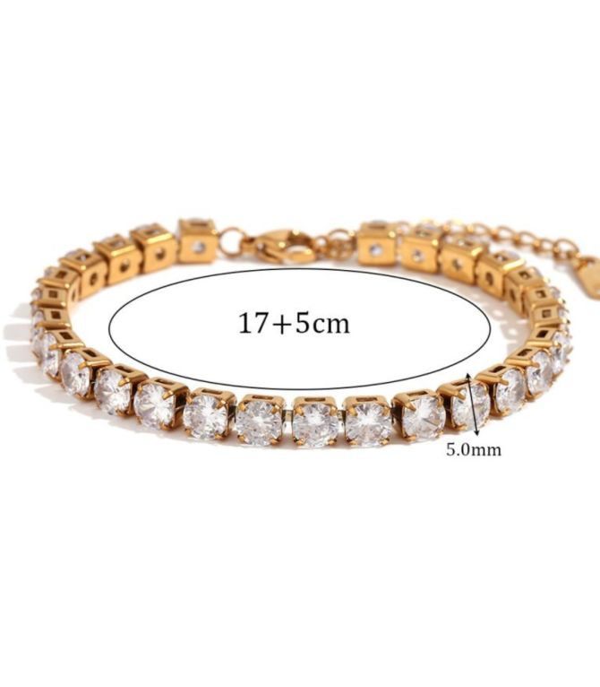 Brazalete gold 5mm zircon chain