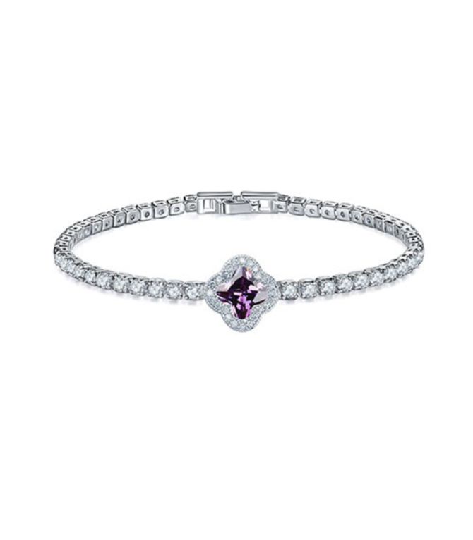 Brazalete purple clover diamond