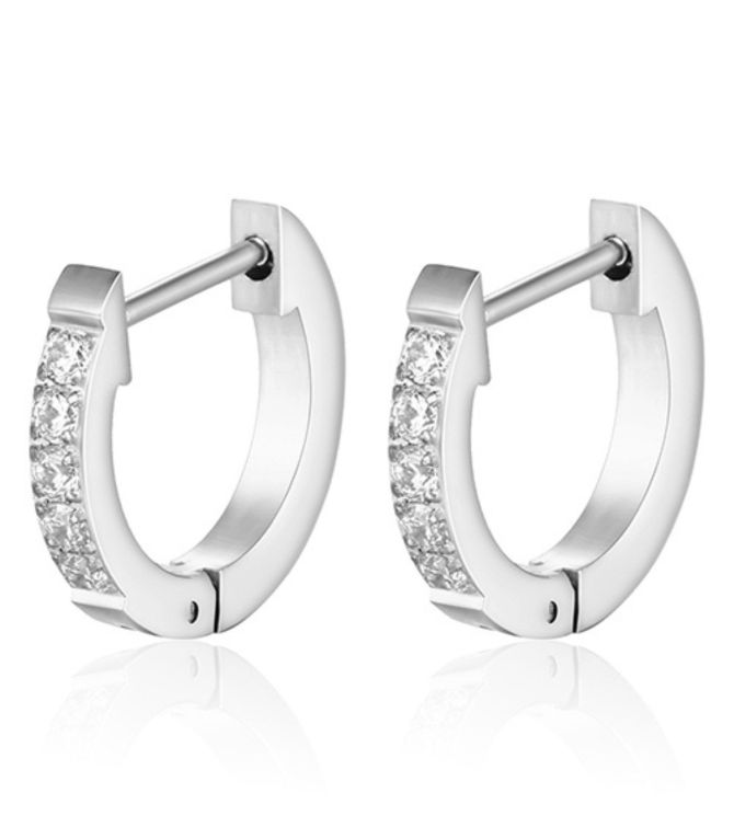 Aretes silver diamond round