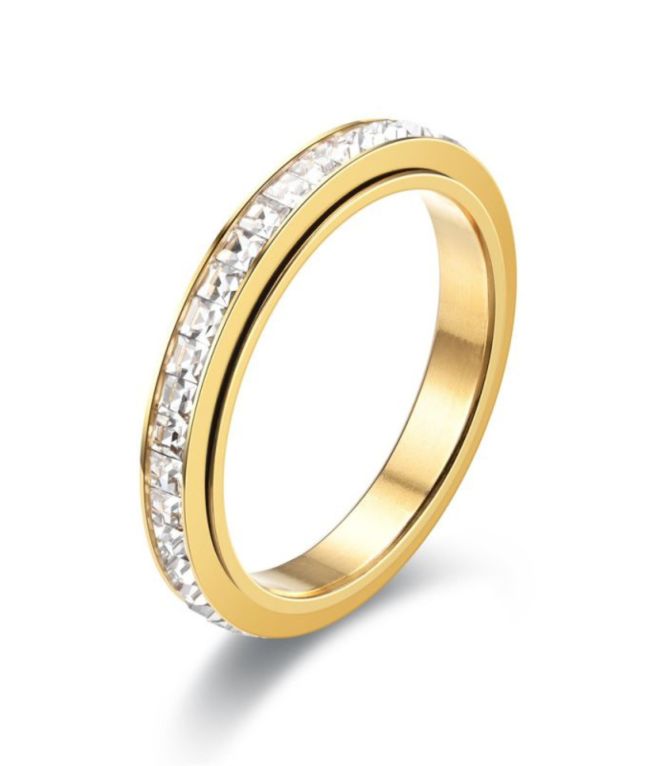 Anillo gold square diamond 8