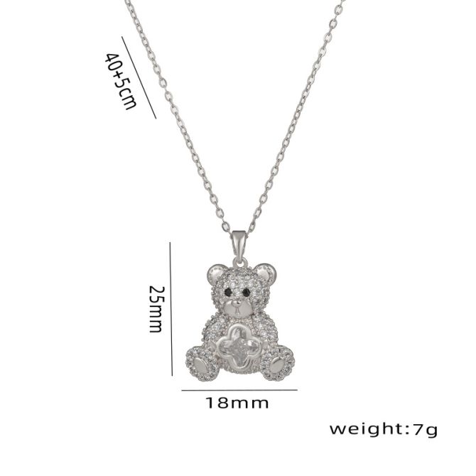 Collar silver clover bear