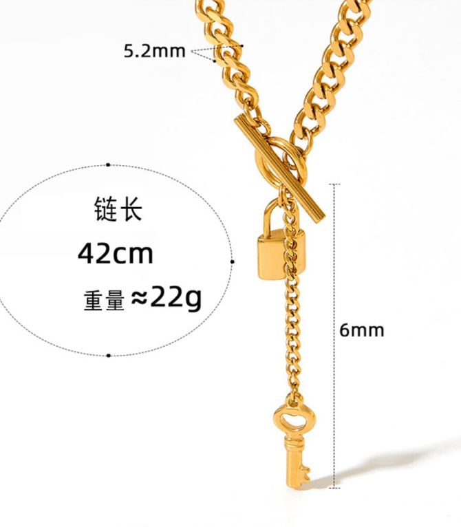 Collar gold lock key ot clasp Y