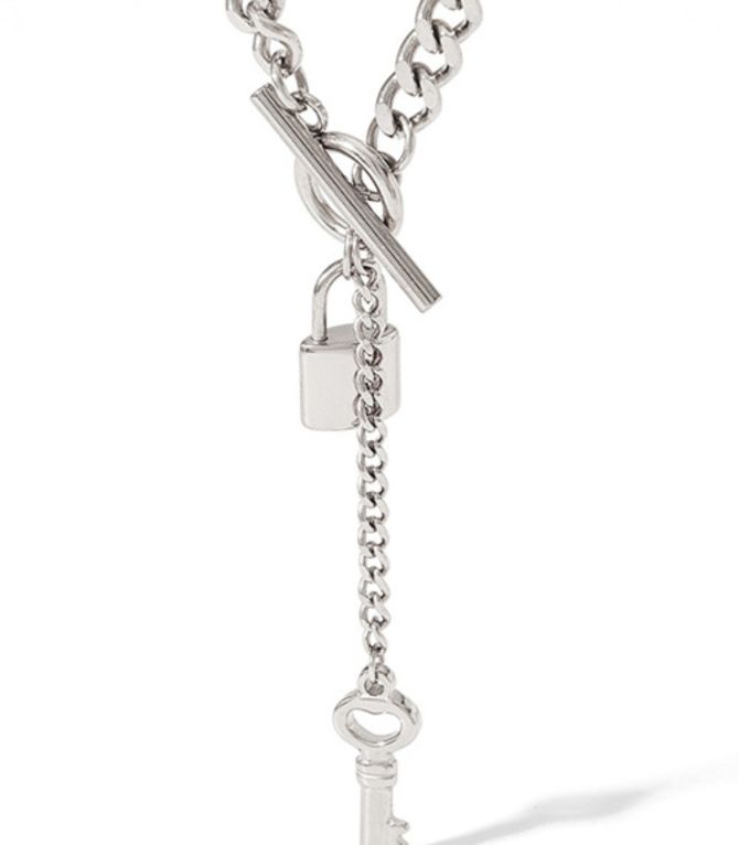 Collar silver lock key ot clasp Y