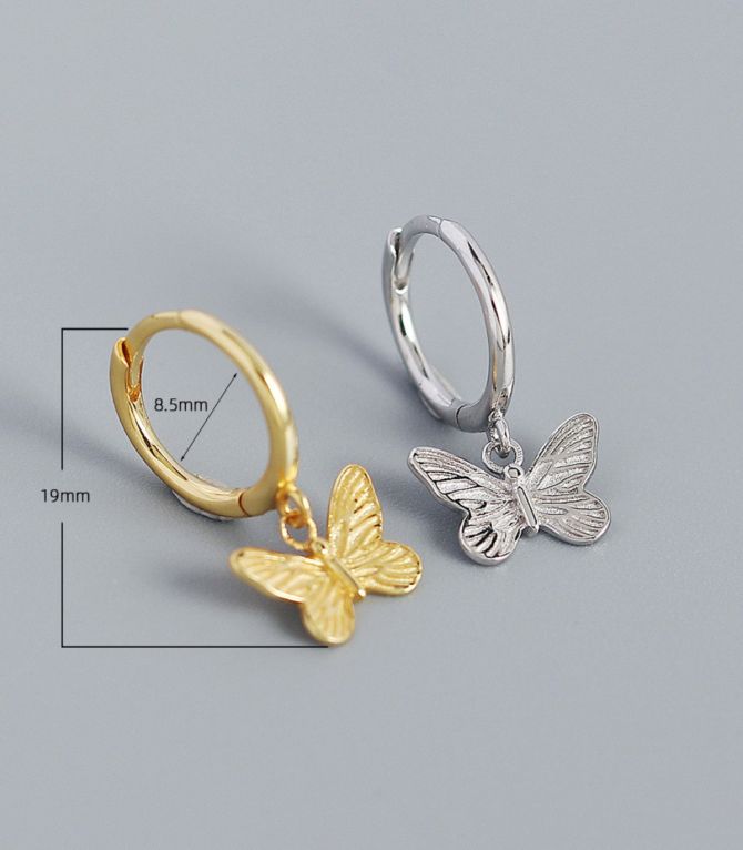 Aretes S925 gold butterfly hoop