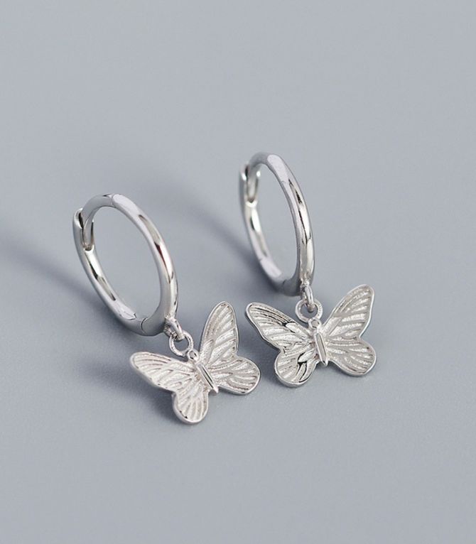 Aretes S925 butterfly hoop