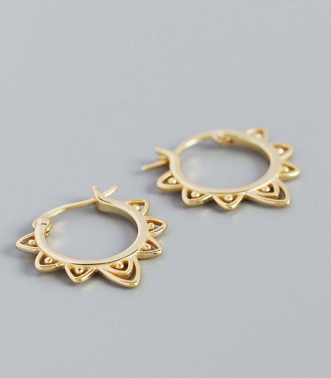 Aretes S925 gold hollow pattern