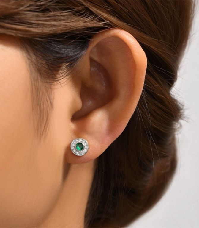 Aretes S925 diamond green round