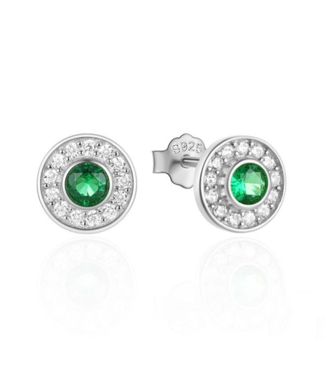 Aretes S925 diamond green round