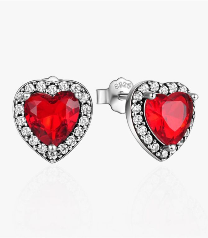 Aretes S925 red diamond love