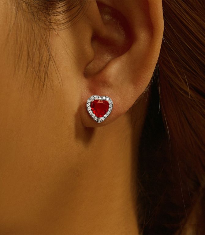 Aretes S925 red diamond love