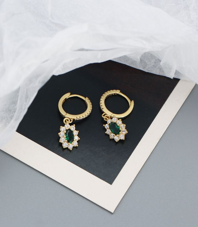 Aretes S925 green gold diamond geometric