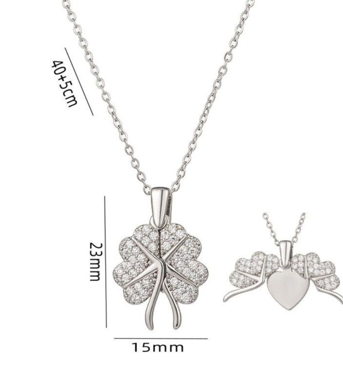 Collar silver diamond clover