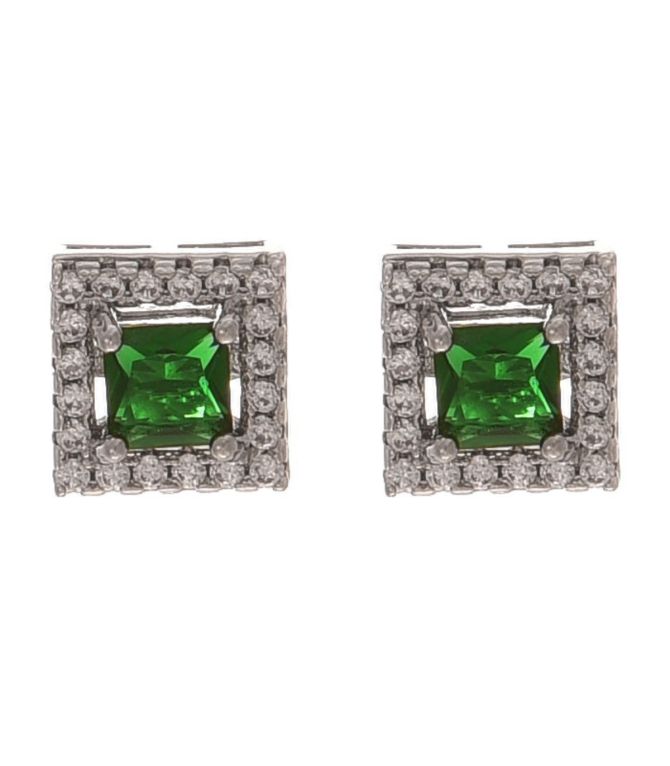 Aretes silver zircon square