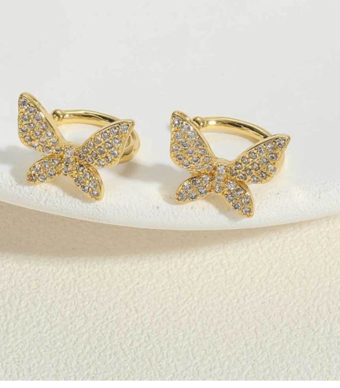 Aretes par gold ear clip butterfly