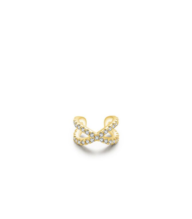 Ear clip S925 gold diamond cross