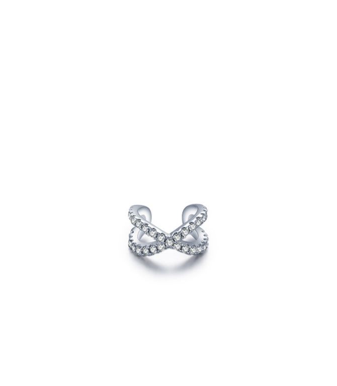 Ear clip S925 silver diamond cross