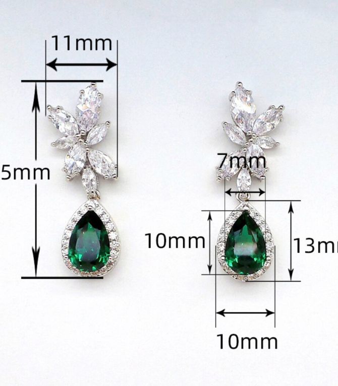 Aretes green teardrop zirconias