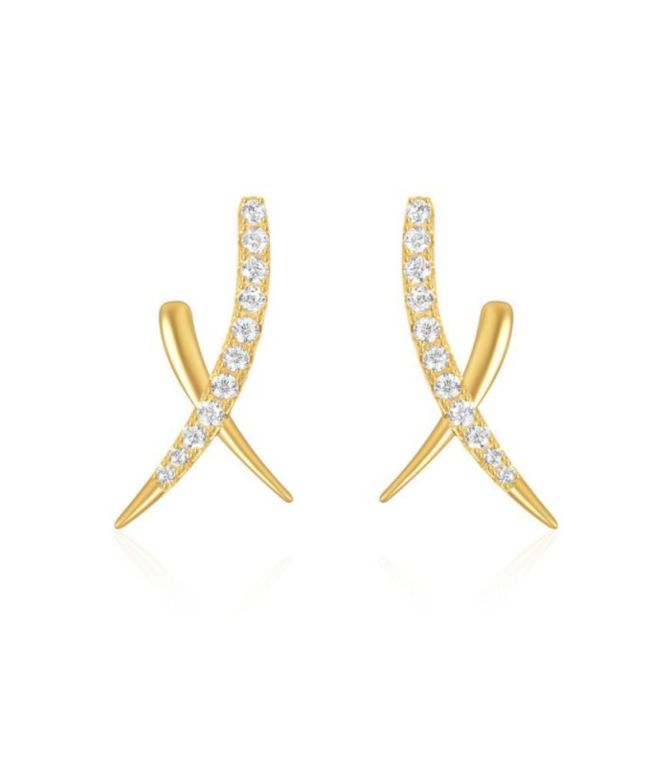 Aretes S925 gold diamond cross