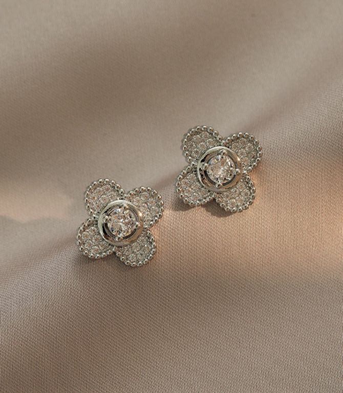 Aretes flores plata