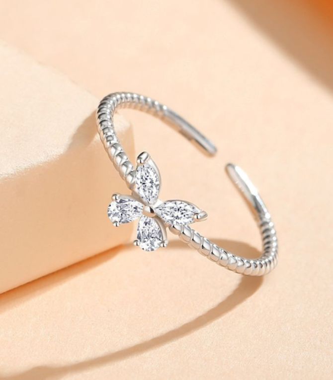 Anillo S925 silver diamond butterfly