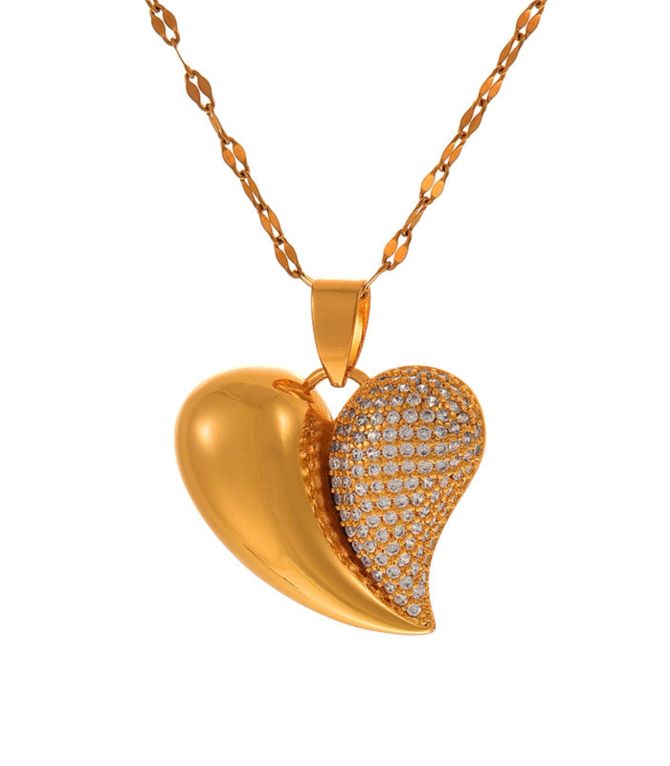 Collar dorado corazón con zirconias