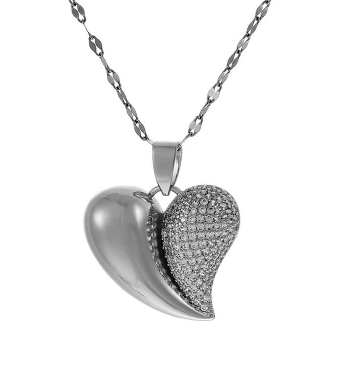 Collar plata corazón con zirconias