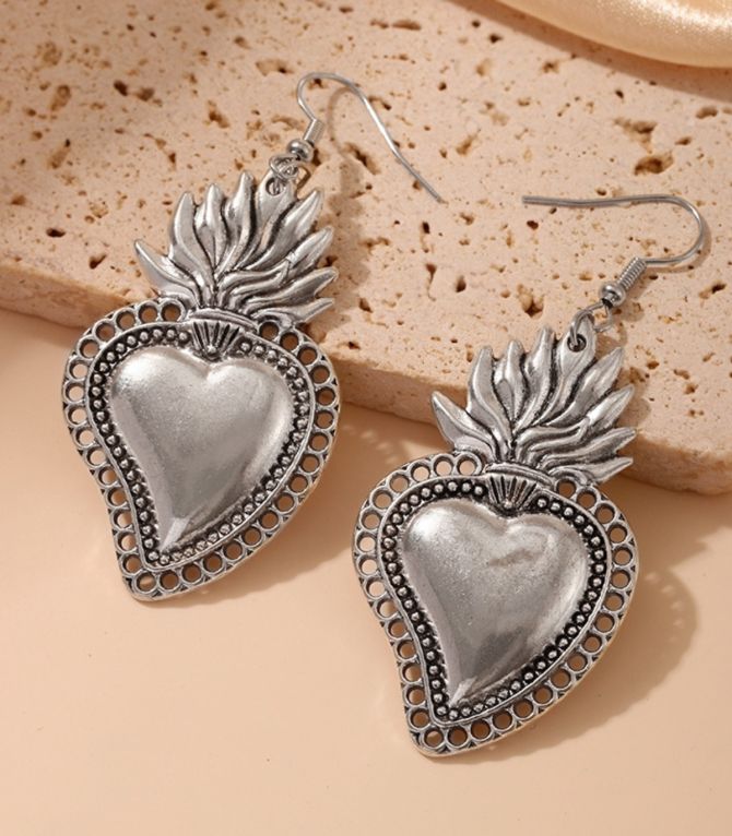 Aretes plata corazón 1