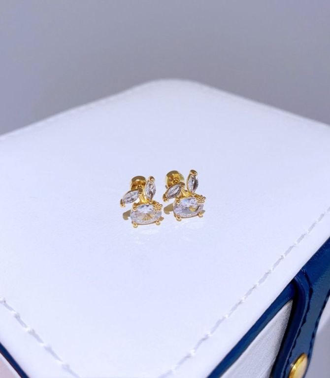 Aretes gold diamond oval