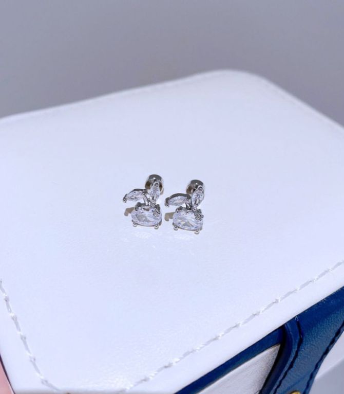 Aretes silver diamond oval