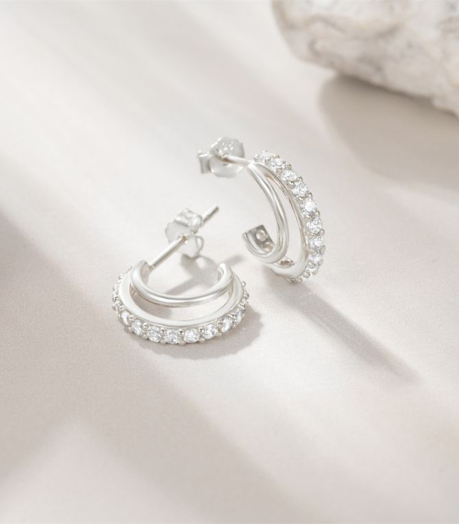 Aretes white s925 diamond c shaped