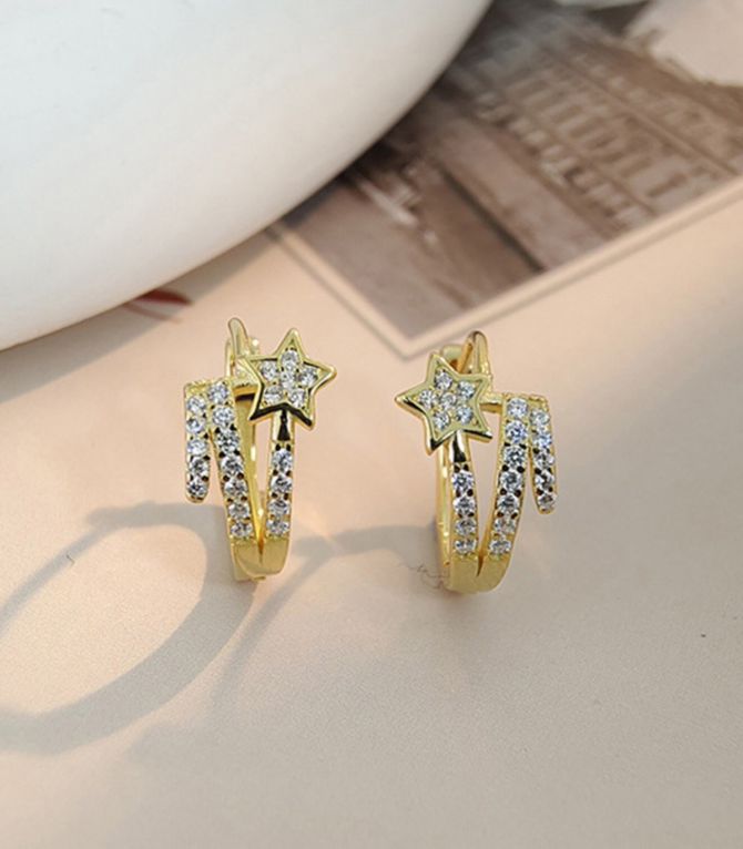 Aretes gold s925 diamond star