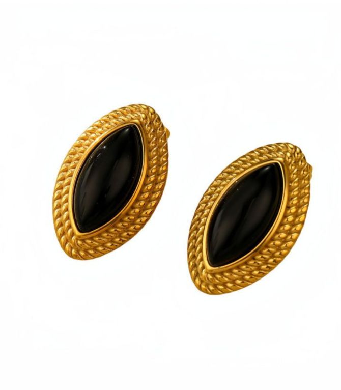 Aretes black onyx horse eye